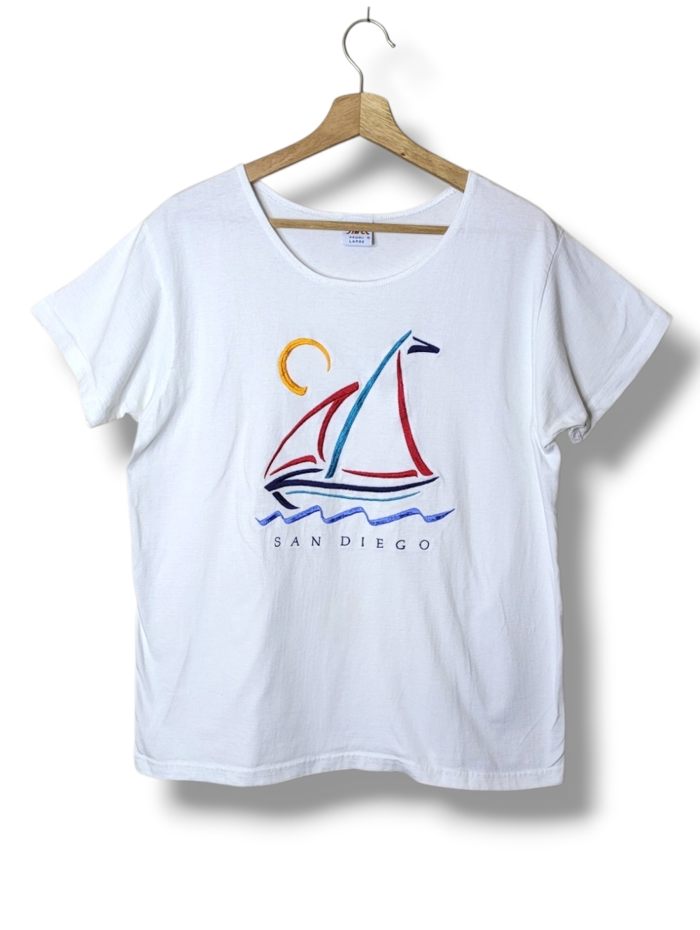 Vintage Crazy Shirts Hawaii San Diego T-Shirt Size Large Sailboat